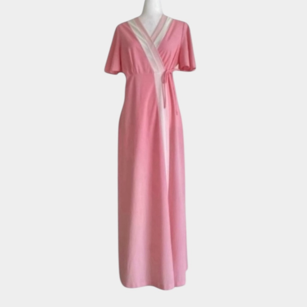 Butterfield 8 Pink White Wrap Maxi Dress Medium